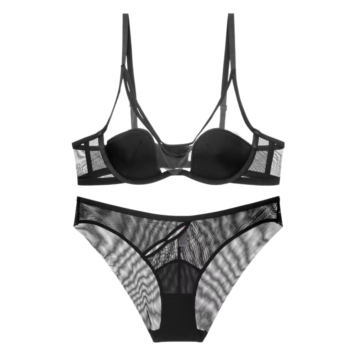 Ropa interior de las mujeres sexy Sujetador de encaje traje transfronterizo puro deseo sin costuras pequeño pecho empuje hacia arriba el comercio exterior sujetador transparente Delgado