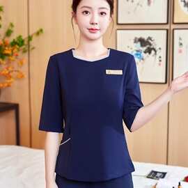 中式美容院工作服女高端美容师养生馆月嫂理疗店足浴按摩技师工装