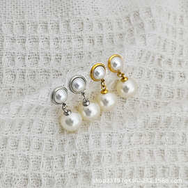 法式小众复古轻奢耳钉女简约百搭珍珠耳坠时尚高级感耳饰现货批发