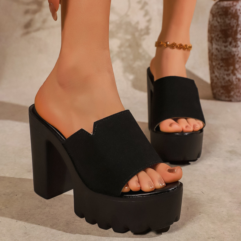 10cm High-Heeled Women's Shoes, Winter 2025, Open-Toe, Waterproof Platform, Thick Sole, Chunky Heel, Slip-On Outdoor Slippers 10cm High-Heeled Women's Shoes, Winter 2025, Open-Toe, Waterproof Platform, Thick Sole, Chunky Heel, Slip-On Outdoor Slippers