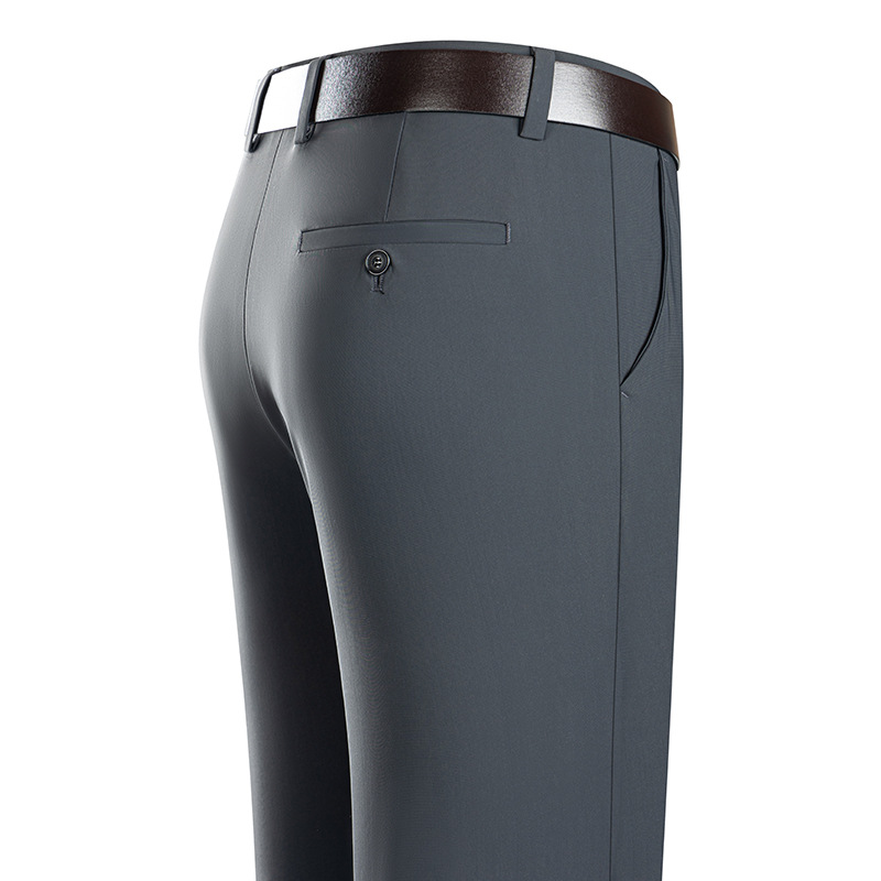 Comercio exterior caliente seda de hielo de verano pantalones casuales de hombre rectos elásticos pantalones de traje de hombre de color sólido de negocios elásticos