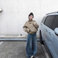 卡其色立领短款风衣女2025新款春秋小个子感双排扣英伦风外套