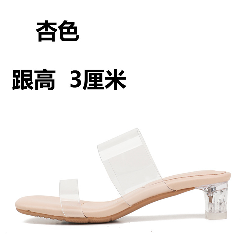 Sandallas de tacón alto transparentes con base suave para mujeres 2026 nuevas zapatillas frías de verano de talón medio de cristal de talón grueso image 12