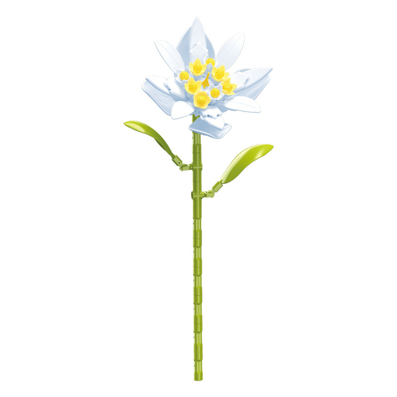 钻马积木花永生花束抱抱桶仿真花小颗粒积木DIY玩具七夕女生礼物|undefined