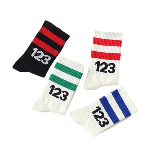 Digital couple ins student cotton socks white mid-calf socks on behalf of autumn and winter basketball stockings men's socks
