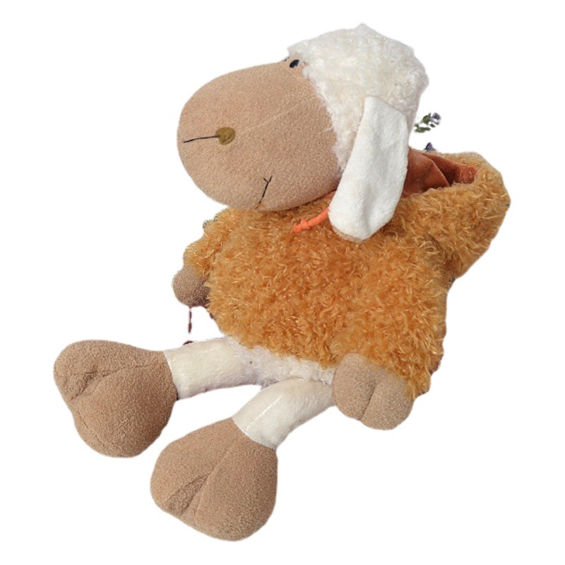 Lindo naranja con capucha de lana de peluche de juguete Cordero muñeca de los niños muñeca de trapo diablo ovejas Regalo de Cumpleaños lote