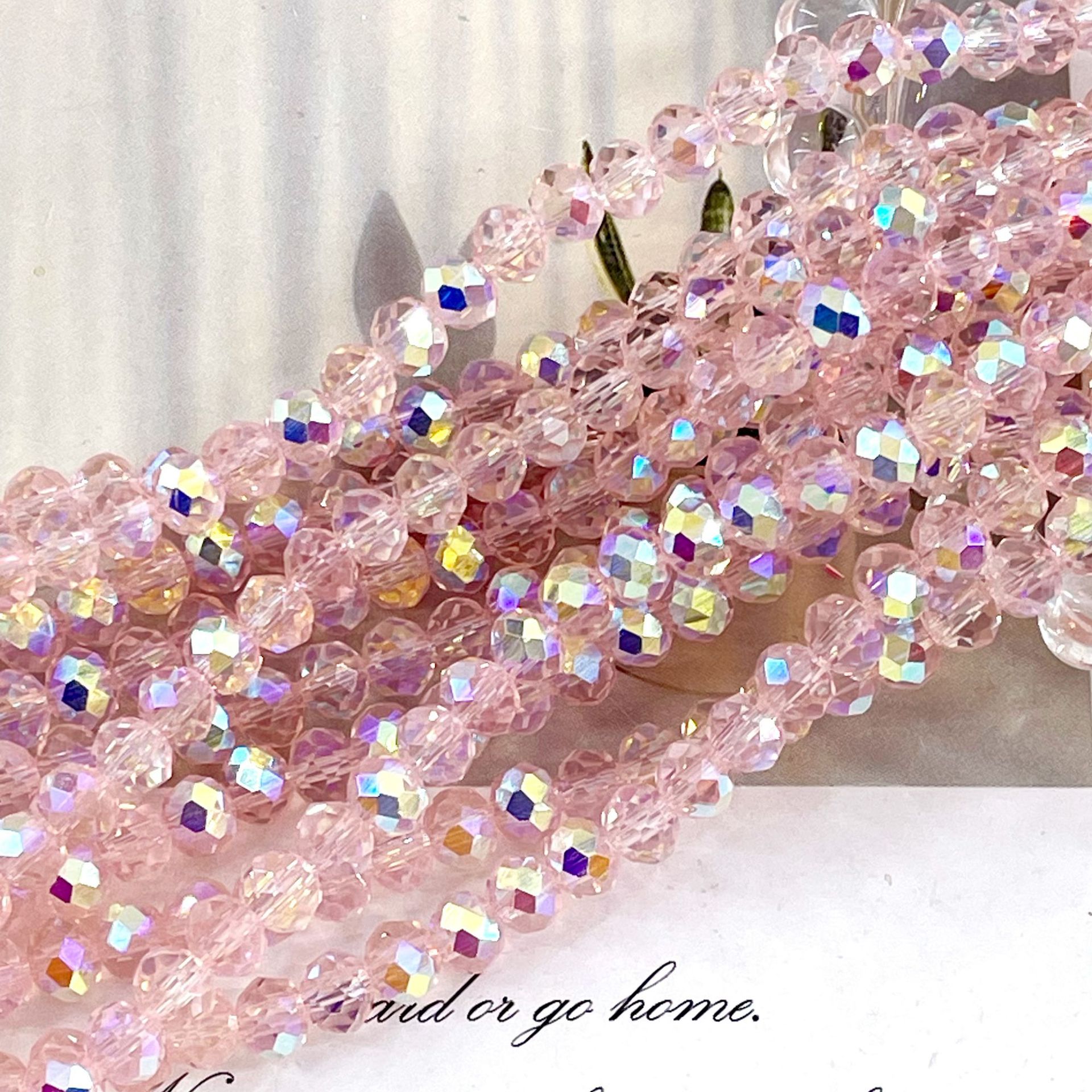 Cuentas de cristal planas y redondas de 4/6/8 mm, cuentas de cristal brillantes hechas a mano para joyería DIY, cuentas sueltas para collar y pulsera