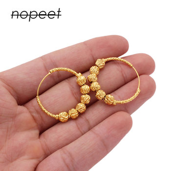 NOPEET Dubai Bridal 24K Gold Plated Bronze Earrings Europe and the United States Nigeria Women's Large Ring Piercing Earrings