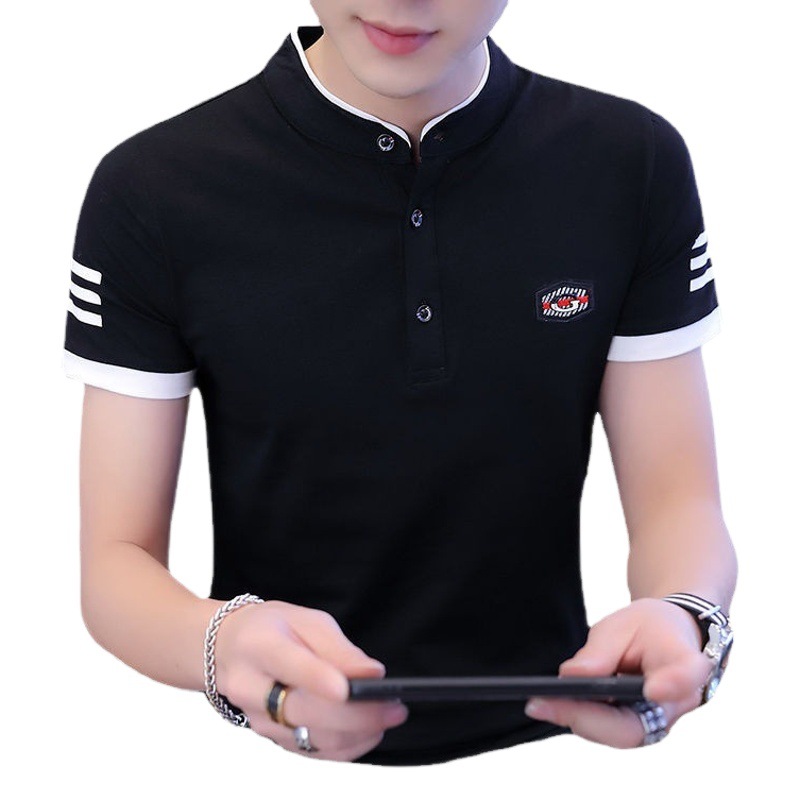 2025 verano nuevo estilo camiseta de manga corta para hombres versión coreana de cuello alto camisa POLO camisa de fondo de tendencia para hombres tops para hombres