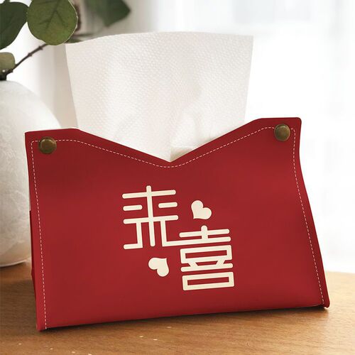 Wedding tissue bag with happy words tissue box red Chinese style festive wedding room decoration living room paper box wedding supplies