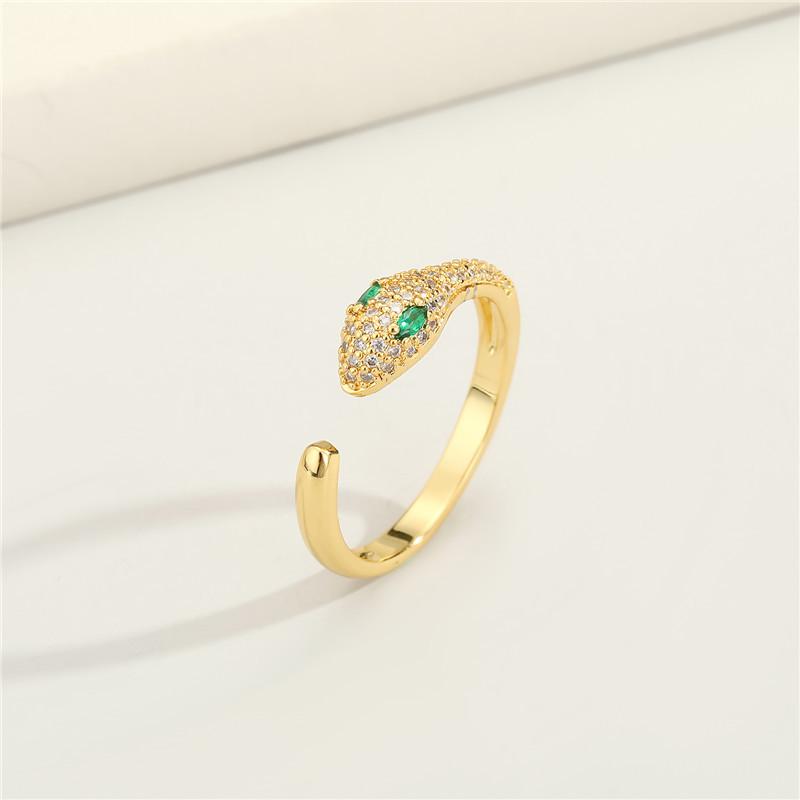 New Fashion Copper Micro-inlaid Zircon Snake Ring display picture 6