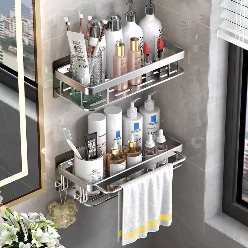 Organizador de almacenamiento para baño de aleación de aluminio, estante de pared con gancho para cocina para paños de limpieza, drenaje de agua, estante de ángulo recto montado en la pared, engrosado