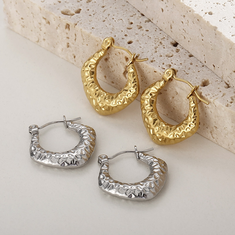 1 Pair Quantity Daily Occasion 1 Pair Fashion C Shape Plating 304 Stainless Steel 18K Gold Plated Stainless Steel Earrings