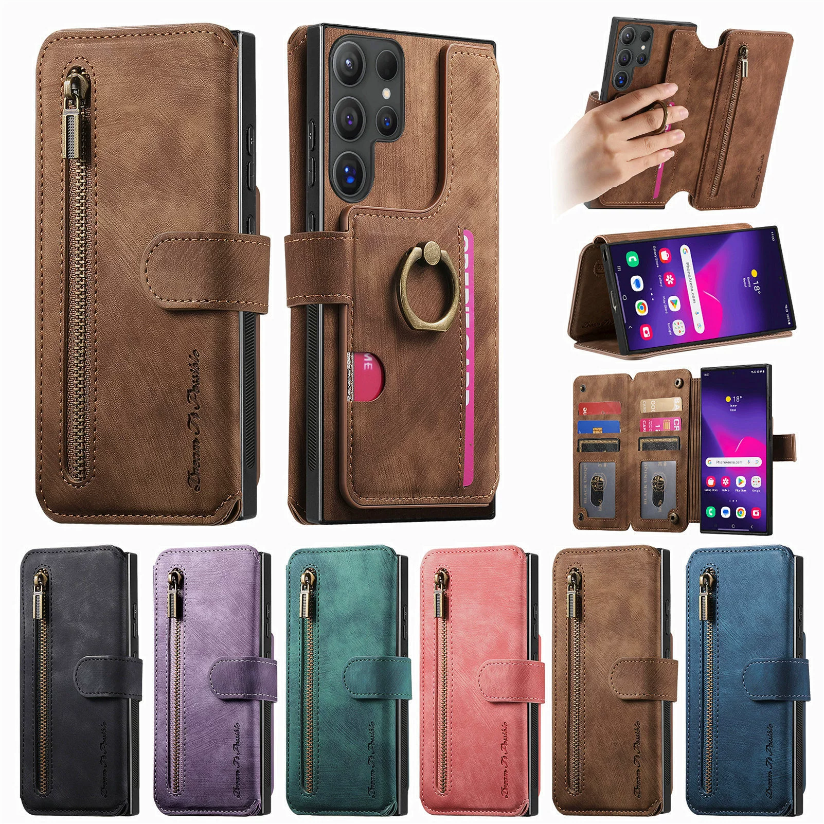 Совместимый с Samsung Galaxy s25 чехол для телефона, складной кошелек, 24/23, противоугонный