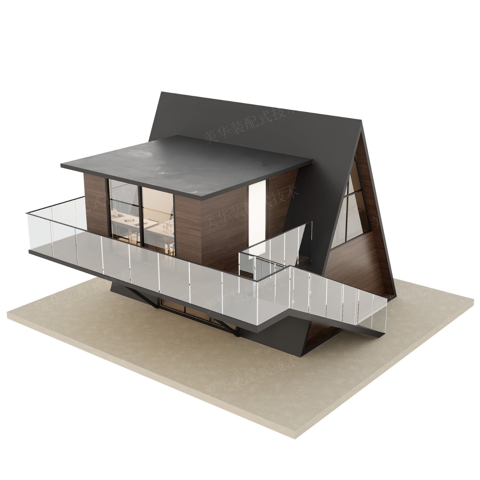 Casa de familia al aire libre, área escénica, campamento, casa de madera triangular, casa del árbol del bosque, ensamblaje móvil, villa de ocio, casa de madera rural