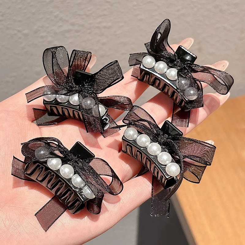 Pearl Bow Small Clip Women's Forehead Bangs Side Clip Side Hair Clip 2024 New Half Clip Headwear