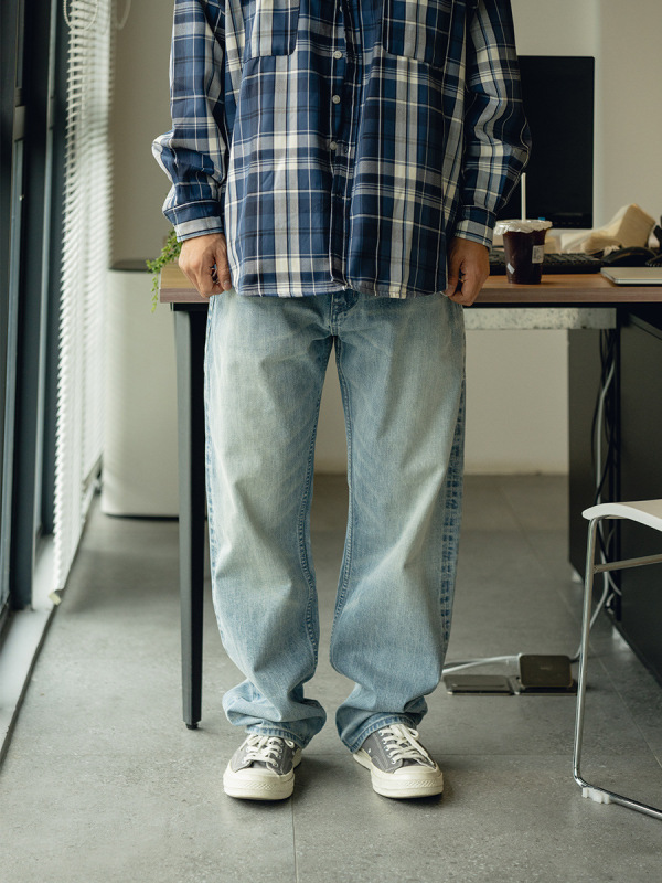 Dingming Denim Series | 26Ss Red-Edged Denim 14oz Ice Blue Washed 505 Loose Straight-Leg Jeans for Men and Women Dingming Denim Series | 26Ss Red-Edged Denim 14oz Ice Blue Washed 505 Loose Straight-Leg Jeans for Men and Women