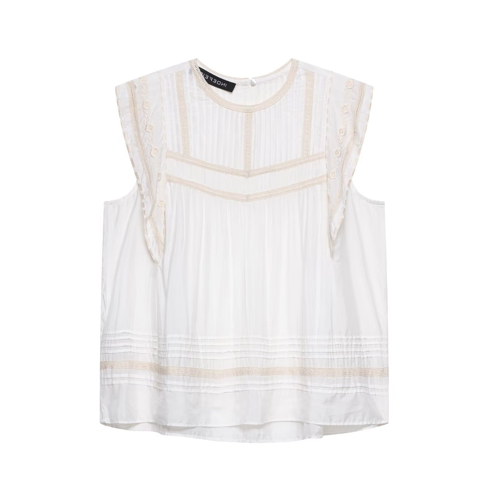 Taop&Za Early Autumn New Women's Commuter Fashion Stitching Embroidered Round Neck Pullover Shirt 5107277