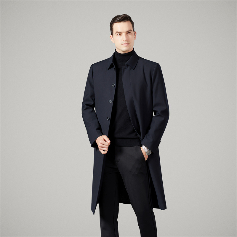 Winter Men's down Jacket for Middle-Aged and Elderly, Casual Turn-Down Collar Dad-Style Long White Duck down Windbreaker Coat for Men