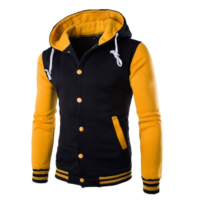 Chaqueta de béisbol con capucha estilo europeo y americano para hombre, ajustada, tipo cárdigan, sudadera corta de forro polar W869