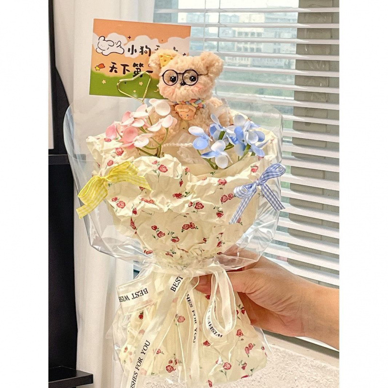 ツイストかわいい完成品手作り子犬人形ブーケクリエイティブ誕生日ガールフレンドガールガール親友卒業|undefined