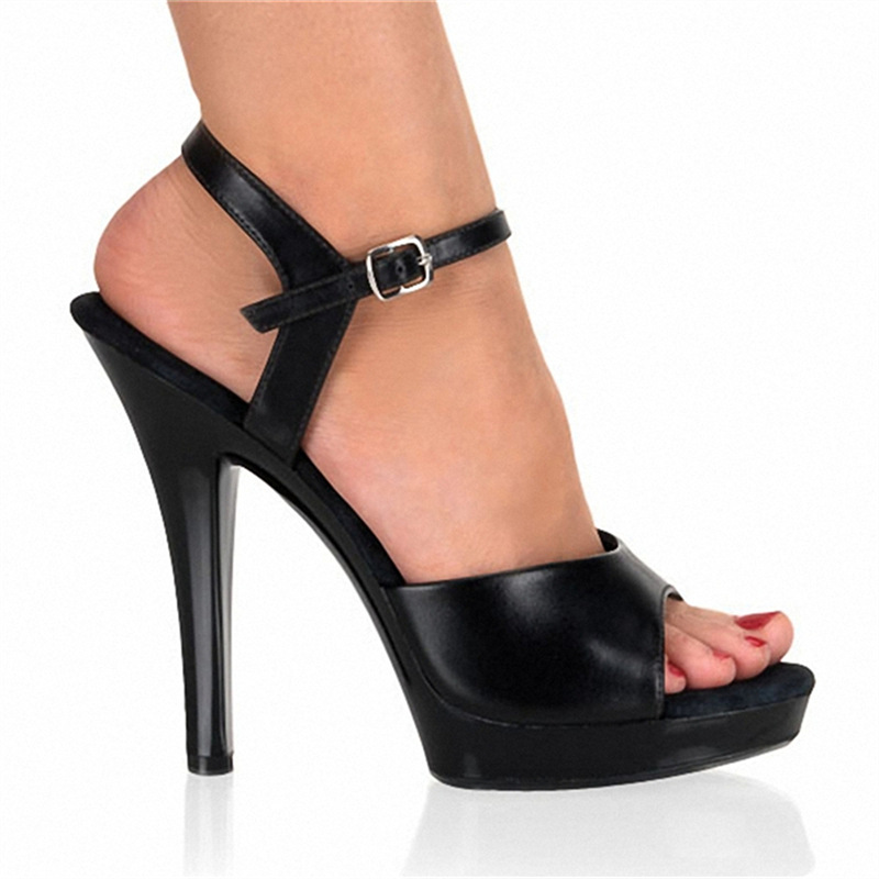 Tacones altos de 13 cm estilo fresco para mujer, nuevo modelo de verano 2024, sandalias de una sola tira, tacones de aguja, plataforma impermeable, zapatos romanos de cristal. image 2