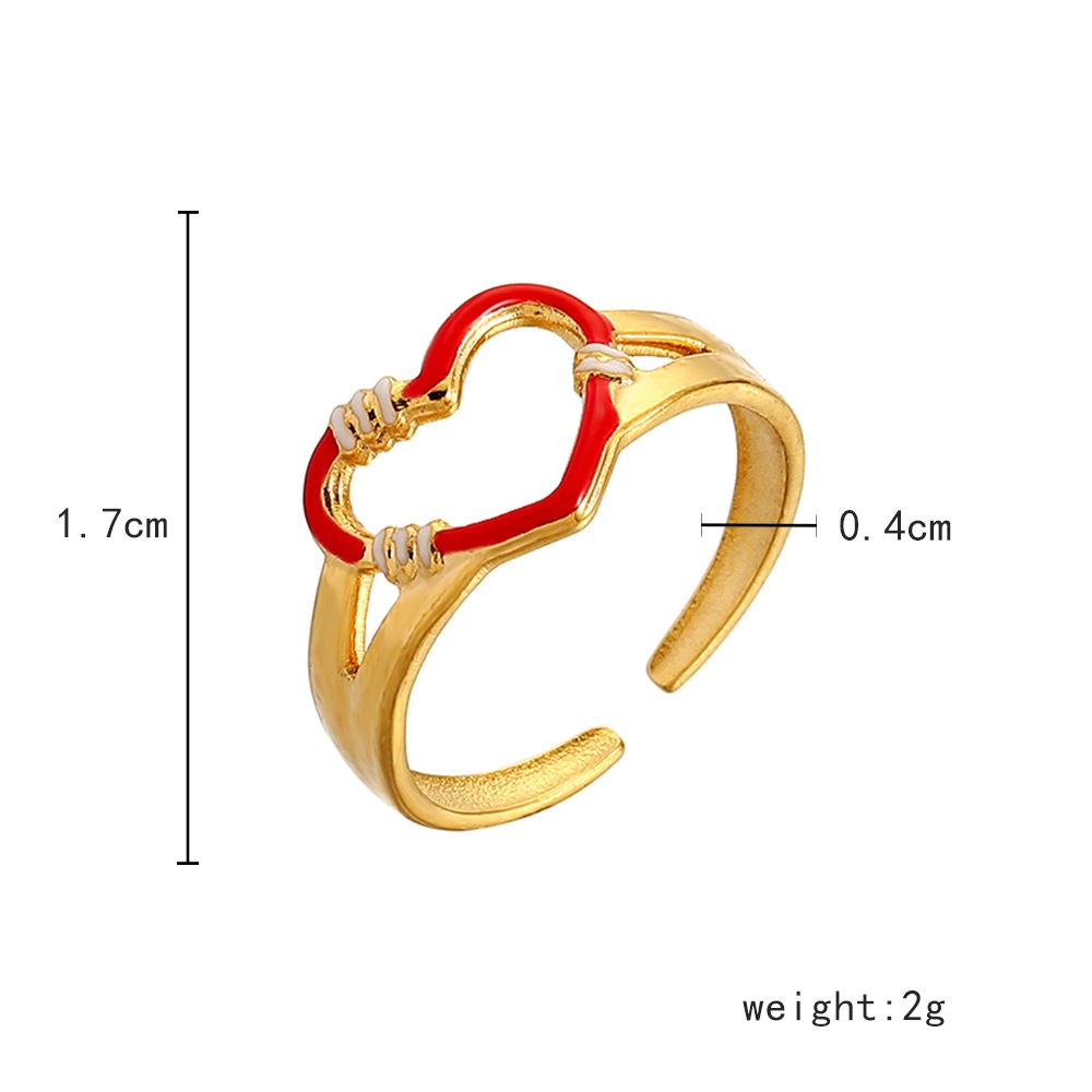 Fashion Heart Shape Stainless Steel Plating Open Ring 1 Piece
