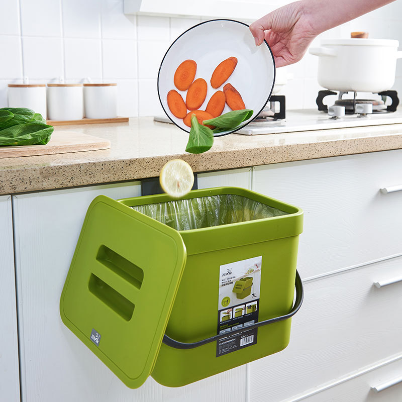 Cubo de basura de inodoro para el hogar sin perforar montado en la pared de cocina tubo colgante inodoro impermeable Cubo de almacenamiento con tapa