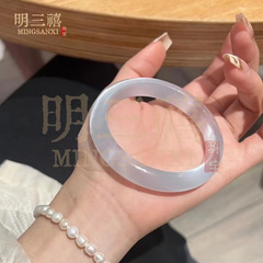 天然高氷白月光レイシ冷凍メノウ女丸条猫眼石玉髄玉腕輪翡翠ブレスレットメーカー卸売り