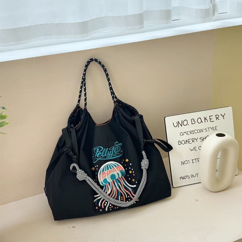 オリジナルの脇下バッグ環境保護ショッピングバッグ絶妙な刺繍防水ナイロンショッピングバッグ手提げレディースショルダーバッグ|undefined