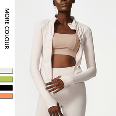 Nude Zipper Yoga Jacket, Cross-border Autumn/Winter Fitness Coat, Nylon Women's Sports Top