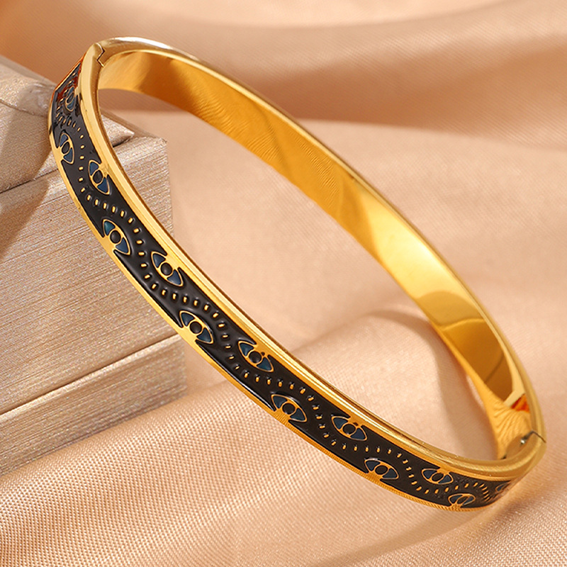 Nuevo retro goteo de aceite brazalete de acero de titanio joyas personalidad brazalete de ojos de joyas de acero inoxidable al por mayor image 6