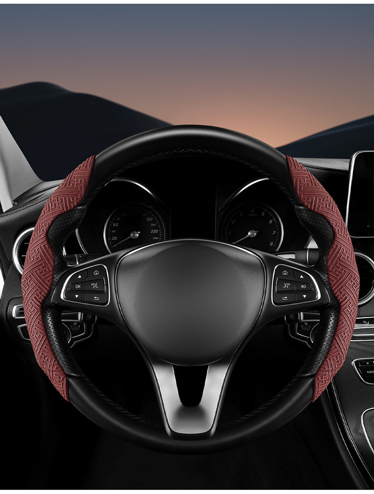 New steering wheel cover made of Nappa leather, non-slip, sweat-absorbent, universal half-cover protector, suitable for all seasons, ultra-thin handlebar cover