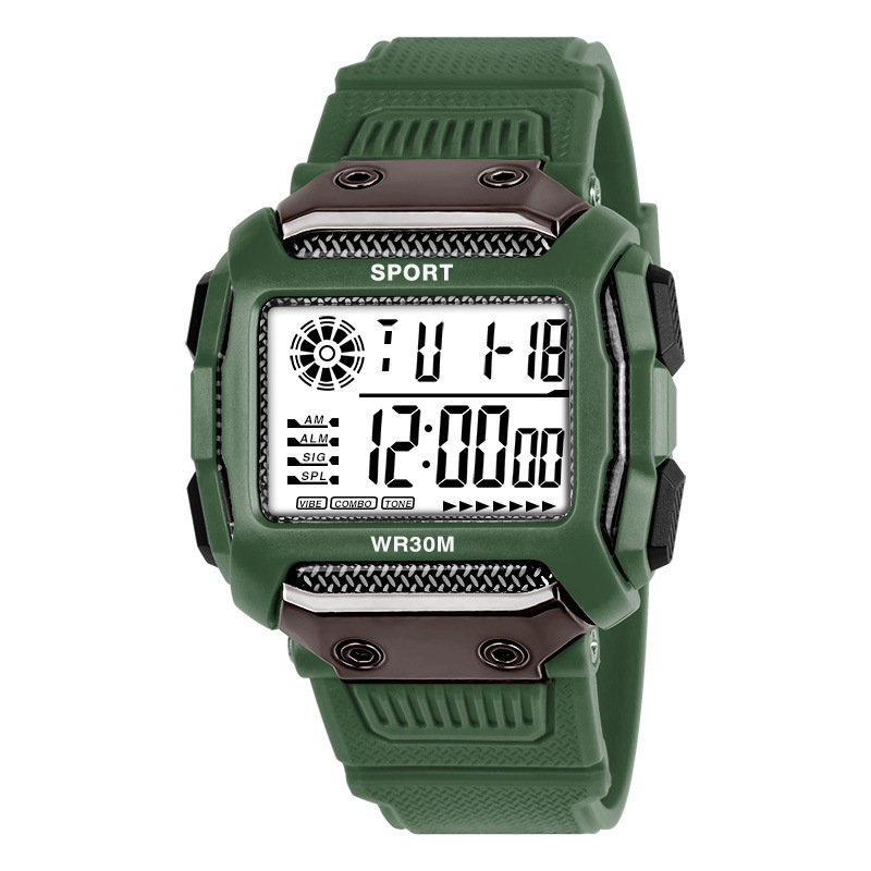 Reloj electrónico deportivo cuadrado simple, estudiantes de secundaria y preparatoria, cronógrafo deportivo, alarma luminosa, fabricante de relojes electrónicos al por mayor