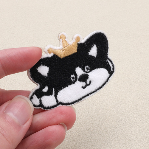 Self-adhesive small black cat plush fabric patch, no sew, no iron, clothing cartoon patch, phone case bag packaging decoration embroidery patch