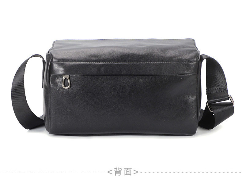 Túi đeo chéo nam da bò thuần phong cách tối giản, túi gối nhỏ 29×11×17 cm — Màu đen chi tiết 12