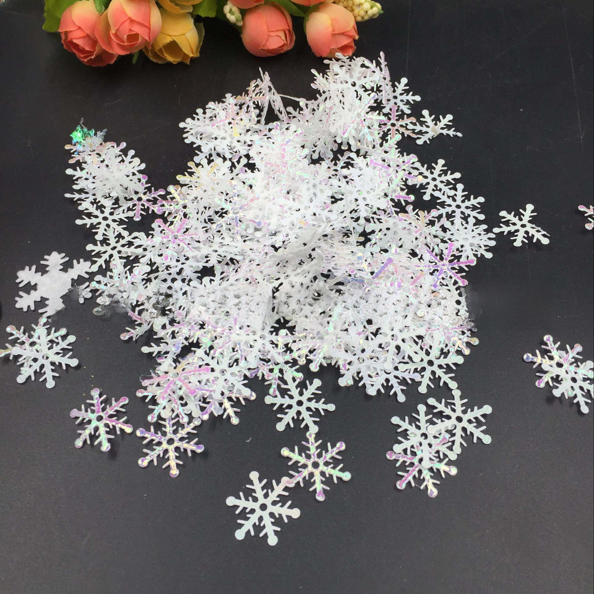 Christmas Holiday Snowflake Christmas tree decoration wedding party ice and snow throwing confetti diy handmade Christmas decoration_voghion.com