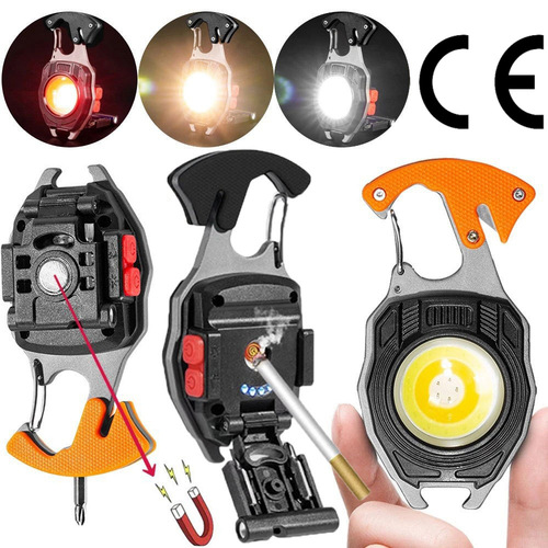 Keychain work light multifunctional cigarette lighter charging portable camping auto repair led bright light mini flashlight small