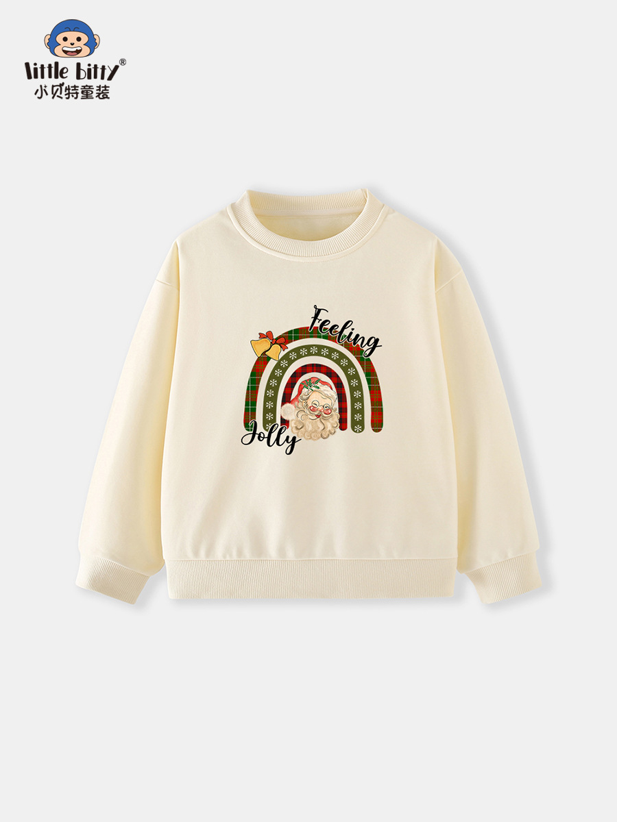 European and American Style 25 Years New Kidsren's Round Neck Sweatshirt Cartoon Christmas Knitted Print Autum Long-Sleeved Sweatshirt Kidsren's Clothing
