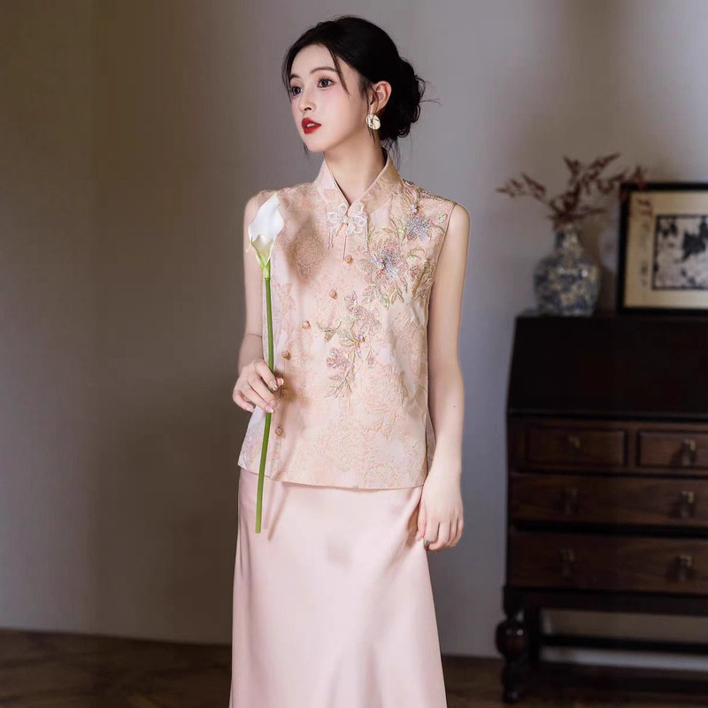 Pink Engagement Cheongsam Dress New Chinese Style Brightening Bride Toast Outfit Homecoming Two-Piece Set Thanksgiving Banquet Elegant