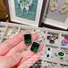 Earrings emerald, zirconium, ring, 750 sample gold, flowered