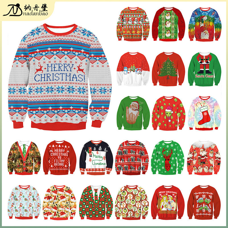 2026 Christmas Wholesale Plus-Size Women's Round-Neck Loose Pullover Digital Print Sweatshirt European and American Style Women's Top 2026 Christmas Wholesale Plus-Size Women's Round-Neck Loose Pullover Digital Print Sweatshirt European and American Style Women's Top