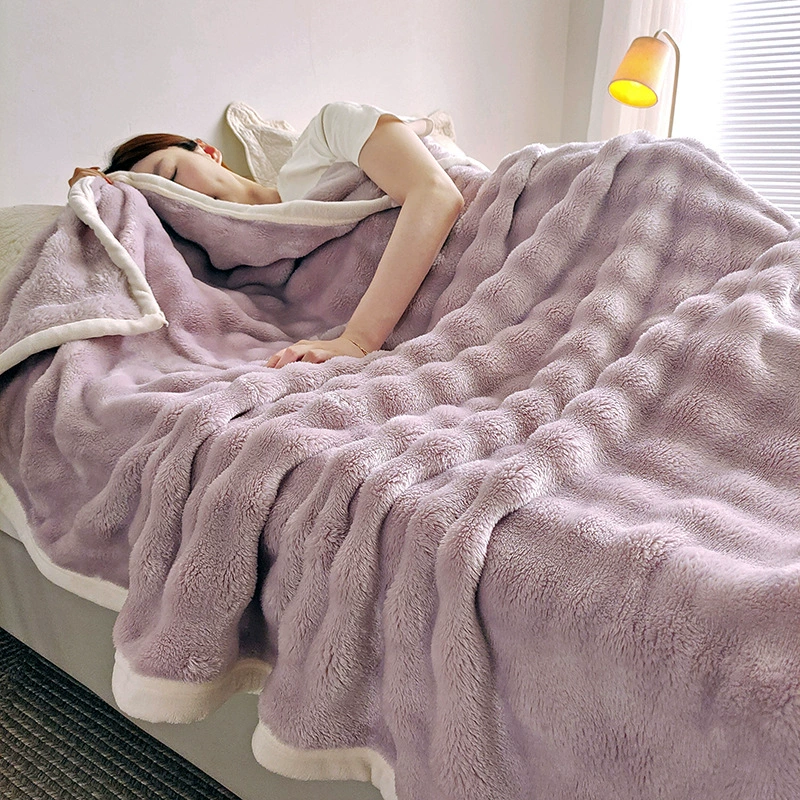Plush Rabbit Blanket, Thickened Sofa Throw, Multiple Sizes 70×100–200×230 cm, Gift