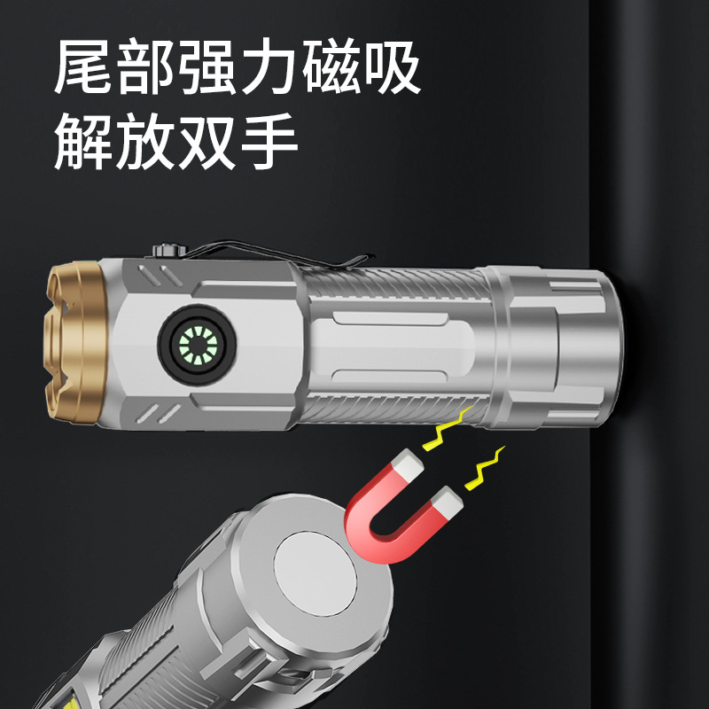 Transfronteriza nueva linterna de tres ojos al aire libre linterna pequeña multifuncional resalte bestia de monstruo de tres ojos luz de tapa de clip de larga resistencia