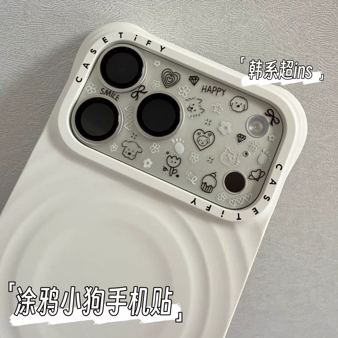 Самоклеящаяся рельефная наклейка для Apple iPhone17, рисунок щенок, 3D-тиснение