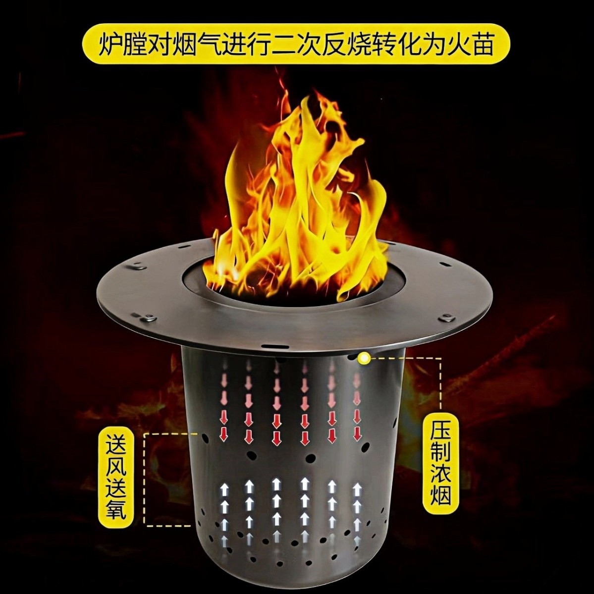 Печь газификационная переносная для кемпинга Outdoor Wood Stove