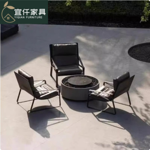 Outdoor Sofa Courtyard Designer Waterproof Sun Protection Lounge Chair Open-Air Balcony Outdoor Light Luxury Stainless Steel Leisure Furniture