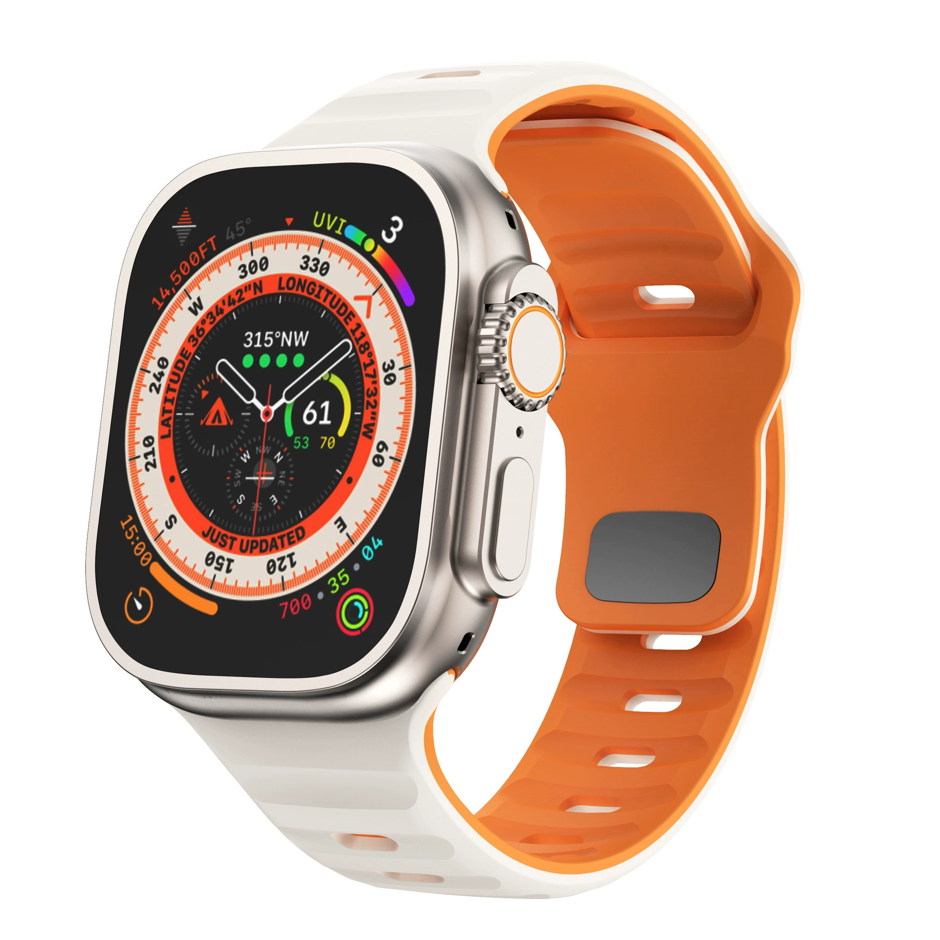 Подходит для Apple Watch, силиконовая лента Apple Series 9/Ultra2, волнообразный эластичный двуцветный ремешок с обратными блоками