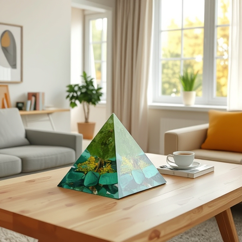 Crystal Energy Stone Pyramid Ornament, Resin Money Tree, Living Room Tabletop Crafts, Corporate Gifts