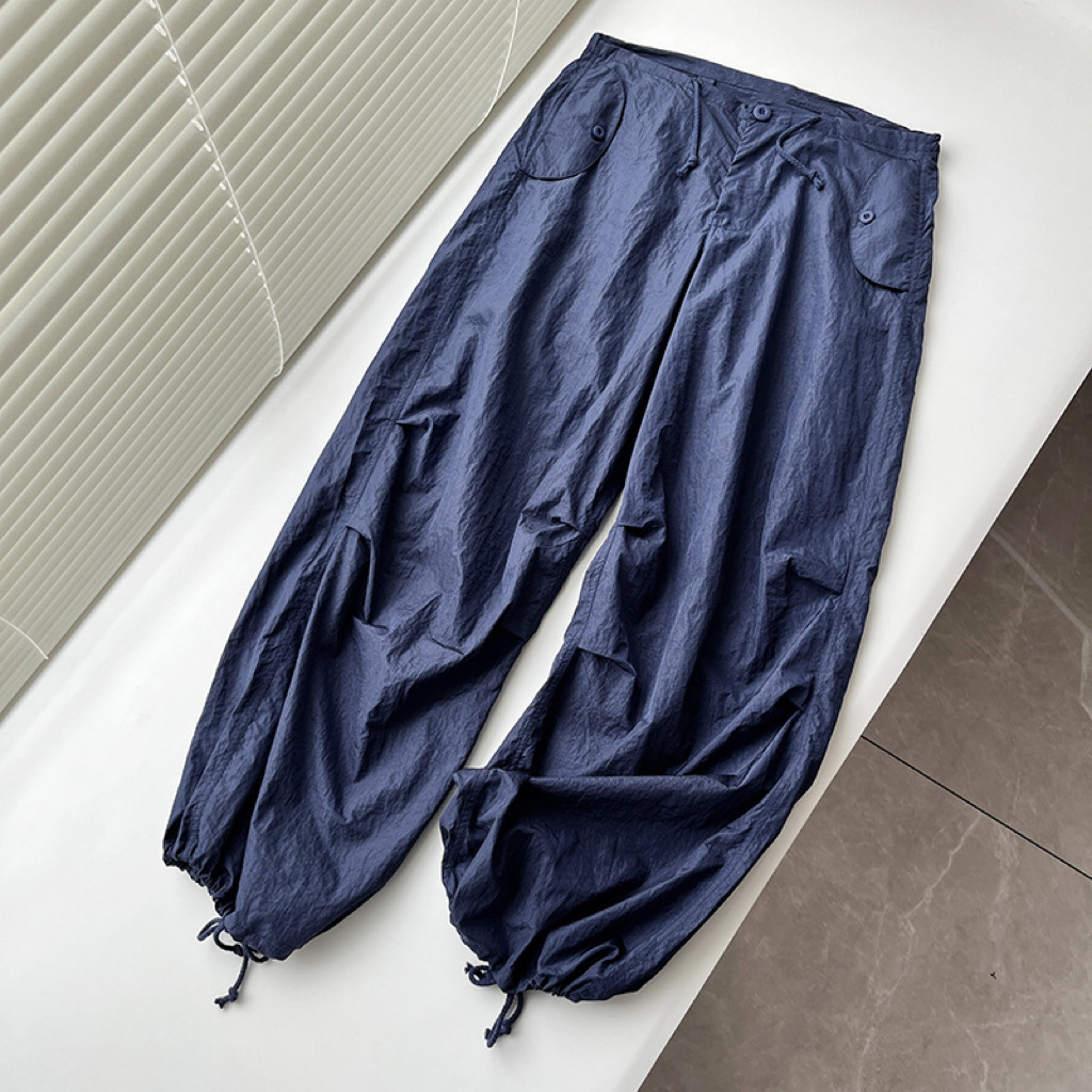 Novedad de verano, pantalones de paracaídas holgados y adelgazantes con cordón, pantalones cargo brillantes para hombres y mujeres 3217